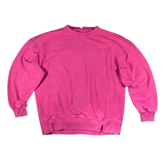 Aerie Oversized Barbie Pink Raw Hem Crewneck Sweater - XS - Picture 1 of 4